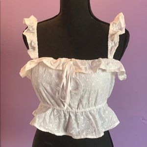 White eyelet crop top
